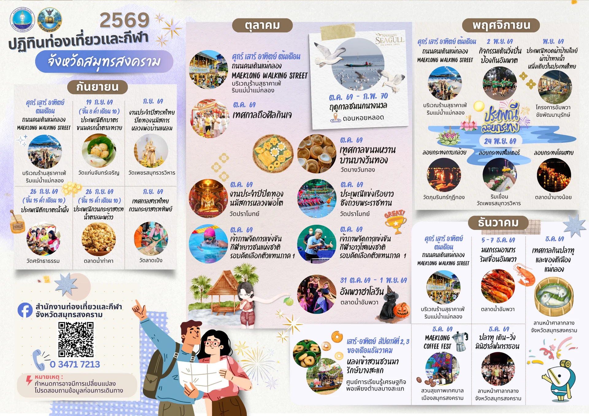 ปฏิทินท่องเที่ยวและกีฬาจังหวัดสมุทรสงคราม เดือนกันยายน - ธันวาคม 2569
